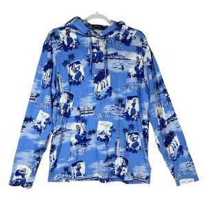 Polo Ralph‎ Lauren Mens Sz M Hooded Long Sleeve Tee Hawaiian Aloha Hula Dancers